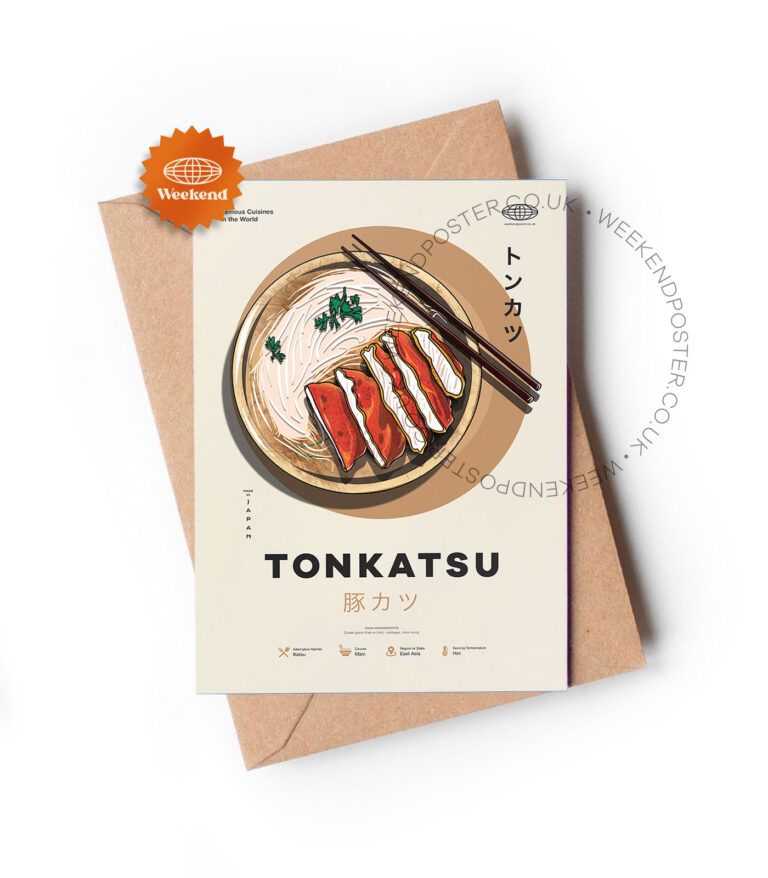 Mid-century modern Tonkatsu recipe greeting card