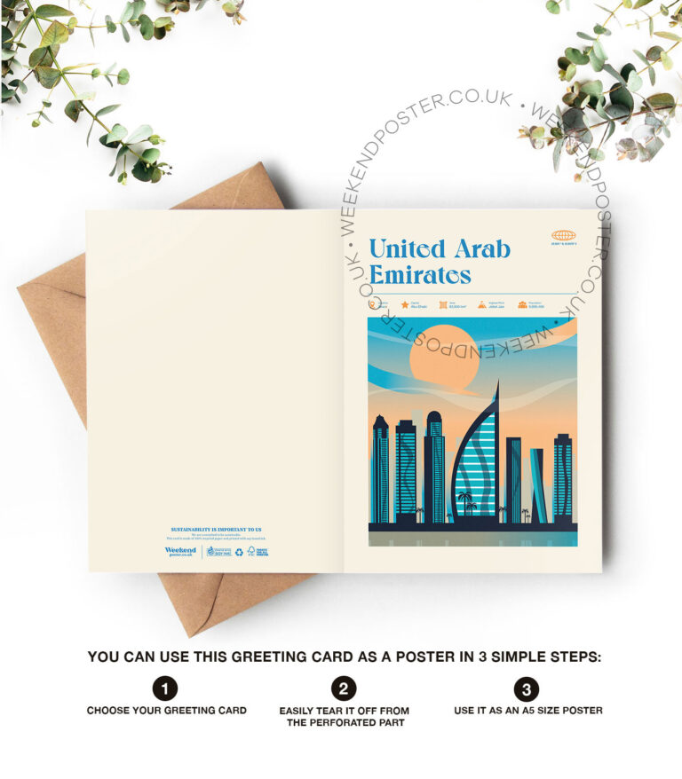 Mid-century modern United Arab Emirates retro travel greeting card