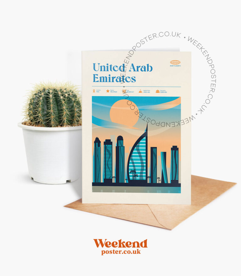 Mid-century modern United Arab Emirates retro travel greeting card