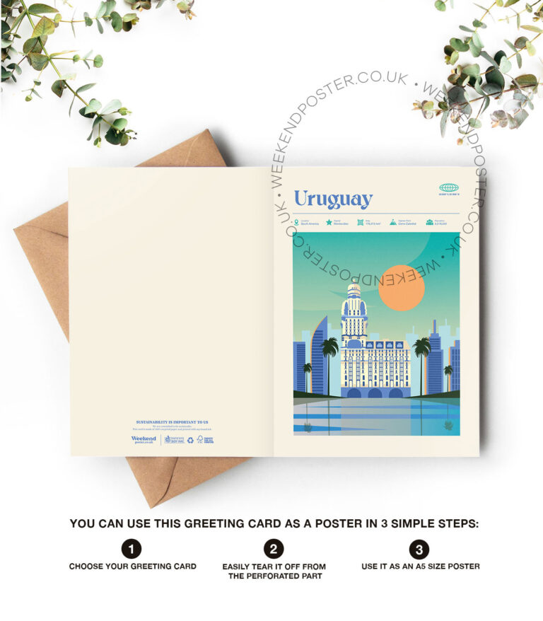 Mid-century modern Uruguay retro travel greeting card