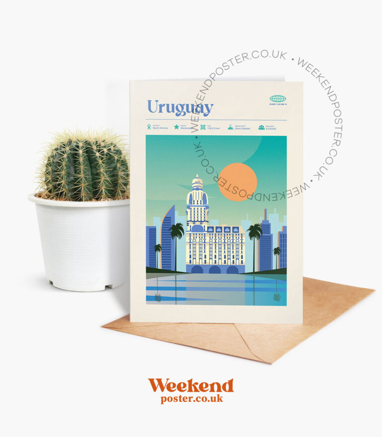 Mid-century modern Uruguay retro travel greeting card