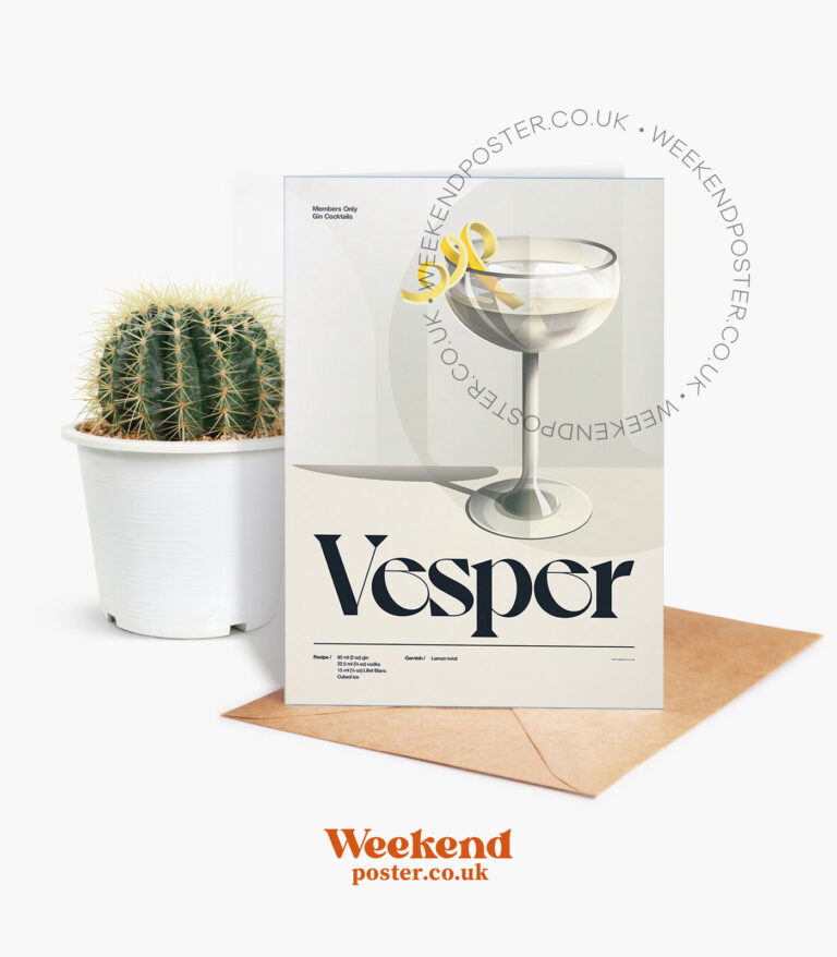 Mid-century retro Vesper Cocktail greeting card
