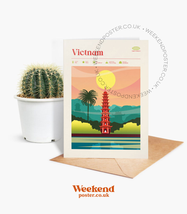 Mid-century modern Vietnam retro travel greeting card