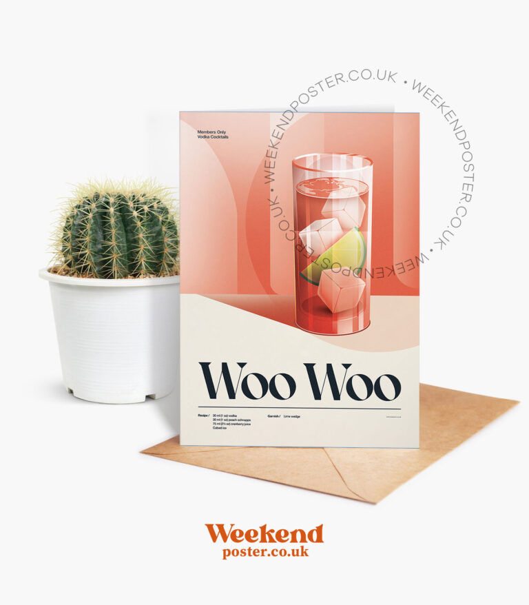 Mid-century retro Woo Woo Cocktail greeting card