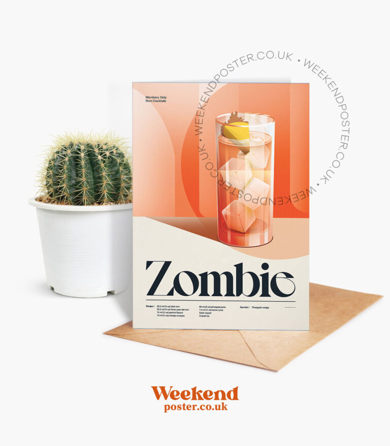 Mid-century retro Zombie Cocktail greeting card