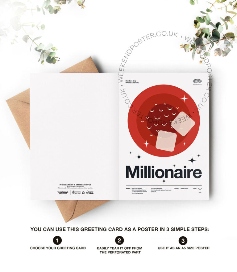 Mid-century modern Millionaire Cocktail greeting card
