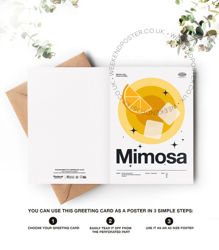 Mid-century modern Mimosa Cocktail greeting card