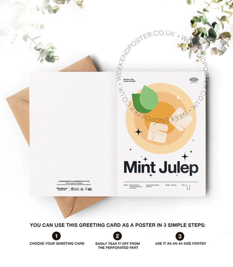 Mid-century modern Mint Julep Cocktail greeting card