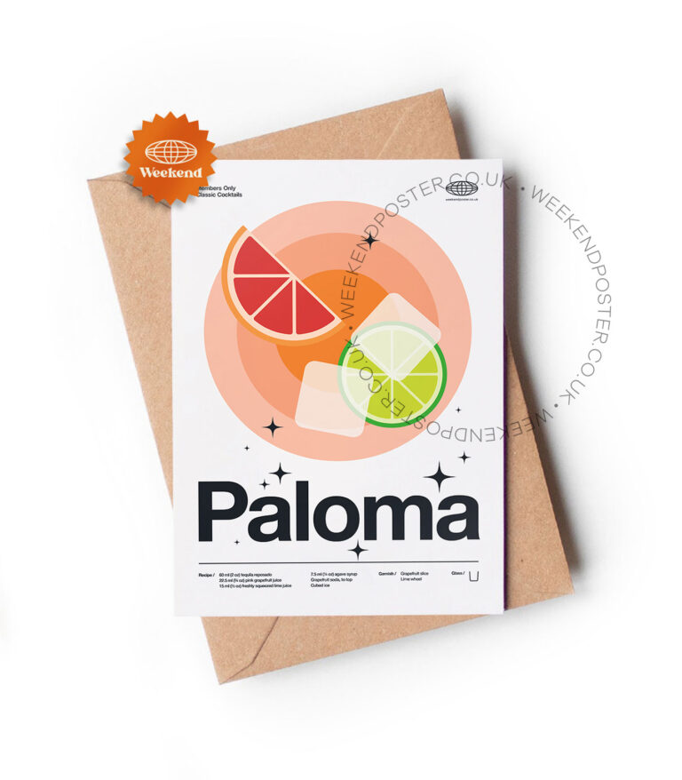Mid-century modern Paloma Cocktail greeting card