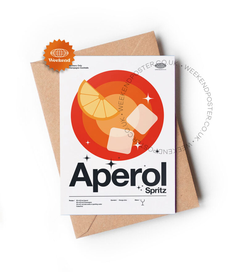 Mid-century modern Aperol Spritz Cocktail greeting card