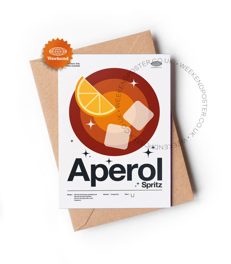 Mid-century modern Aperol Spritz Cocktail greeting card