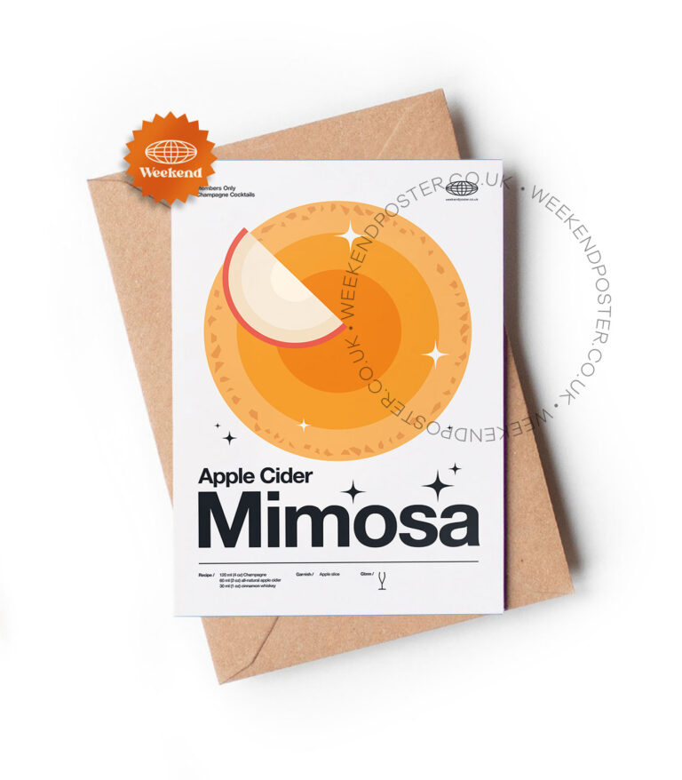 Mid-century modern Apple Cider Mimosa Cocktail greeting card