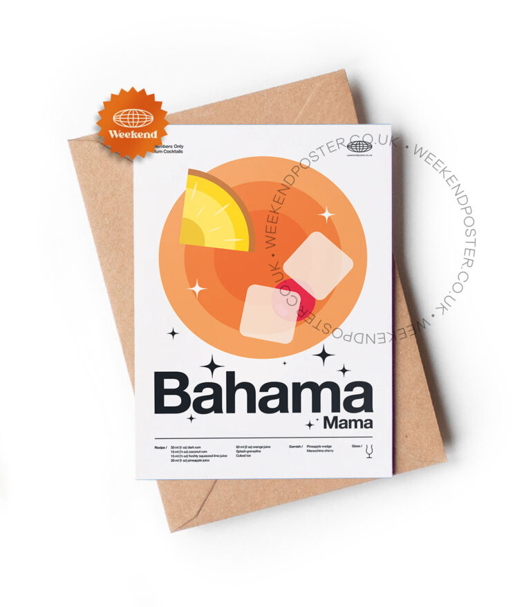 Mid-century modern Bahama Mama Cocktail greeting card