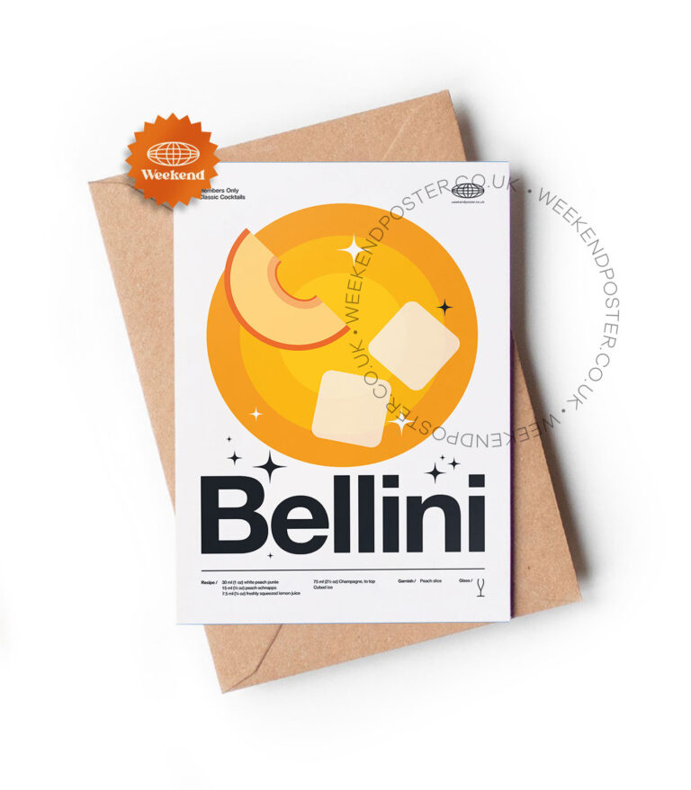 Mid-century modern Bellini Cocktail greeting card