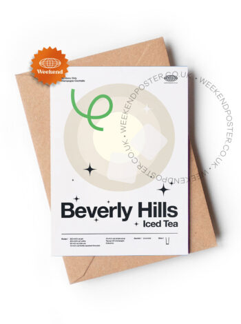 Mid-century modern Beverly Hills Iced Tea Cocktail greeting card