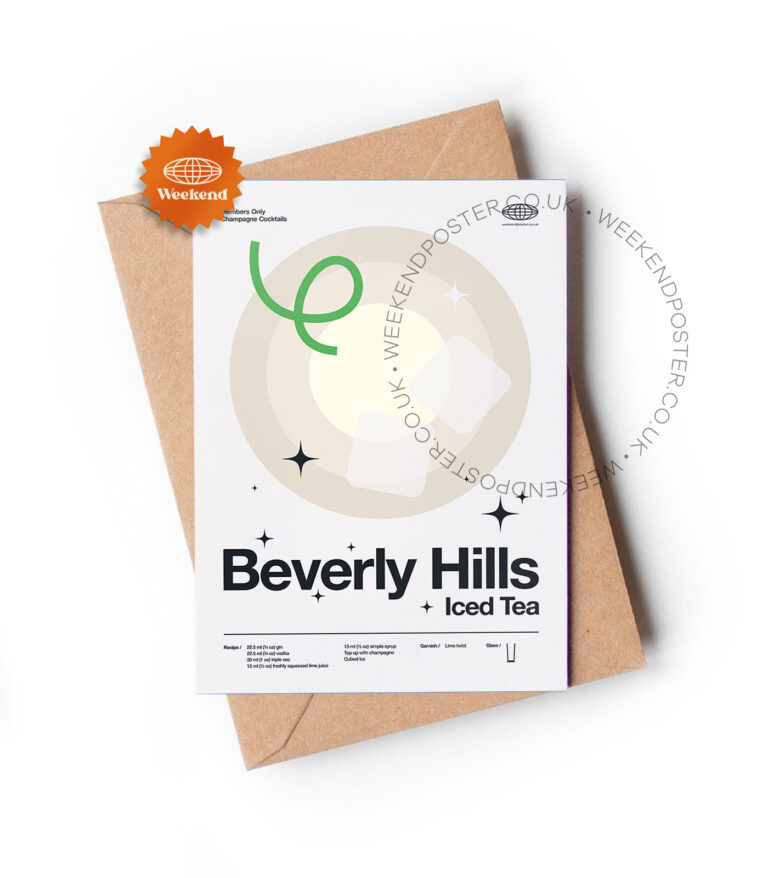 Mid-century modern Beverly Hills Iced Tea Cocktail greeting card