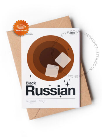 Mid-century modern Black Russian Cocktail greeting card