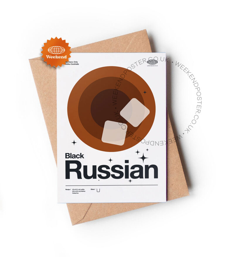 Mid-century modern Black Russian Cocktail greeting card