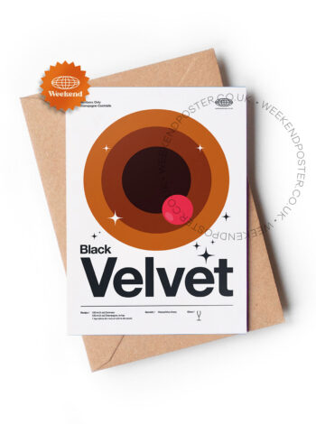 Mid-century modern Black Velvet Cocktail greeting card