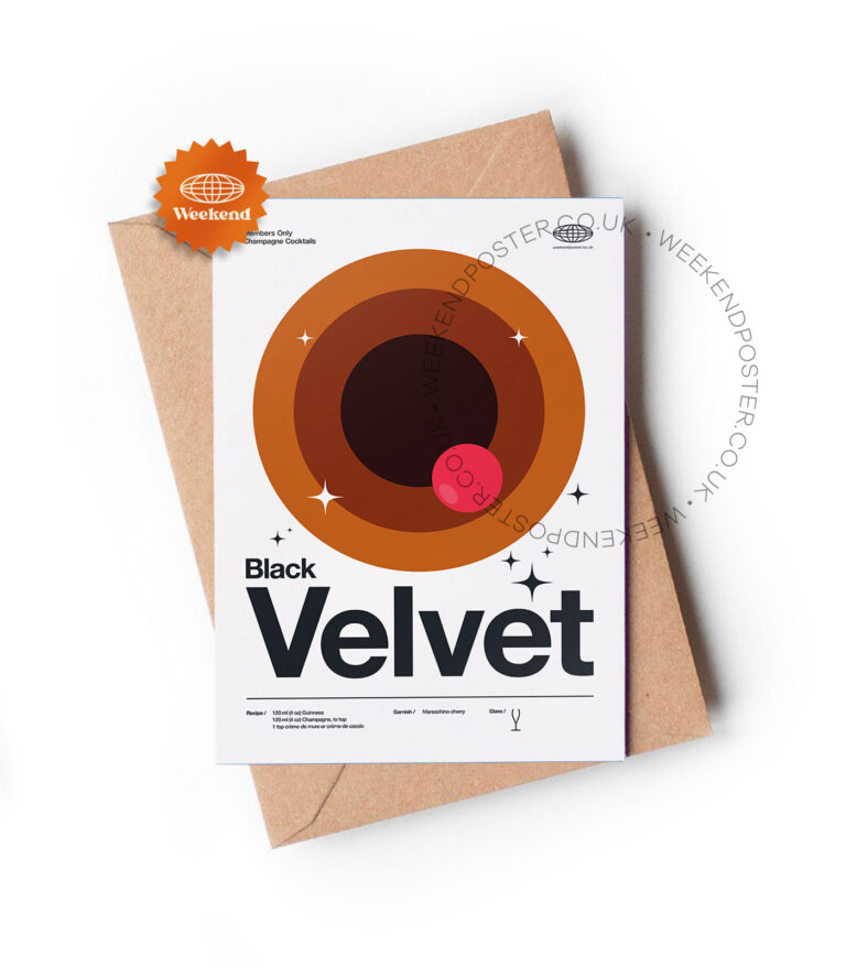 Mid-century modern Black Velvet Cocktail greeting card
