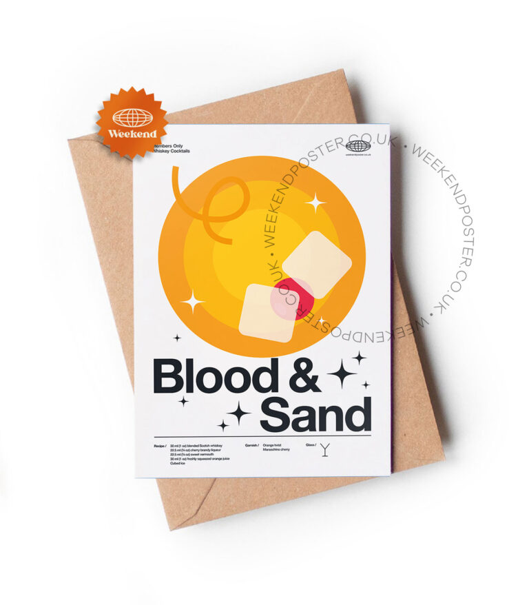 Mid-century modern Blood & Sand Cocktail greeting card