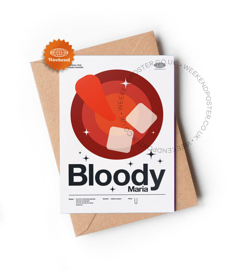 Mid-century modern Bloody Maria Cocktail greeting card