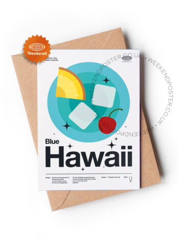 Mid-century modern Blue Hawaii Cocktail greeting card