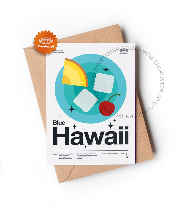 Mid-century modern Blue Hawaii Cocktail greeting card