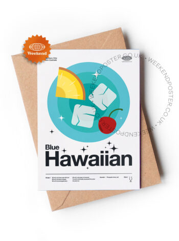 Mid-century modern Blue Hawaiian Cocktail greeting card