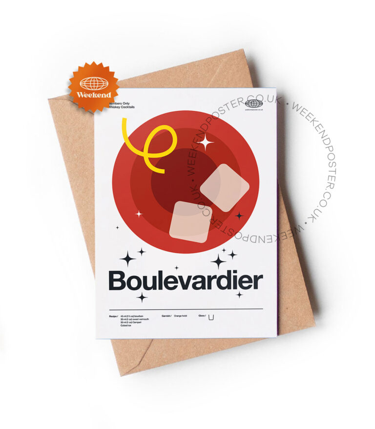 Mid-century modern Boulevardier Cocktail greeting card