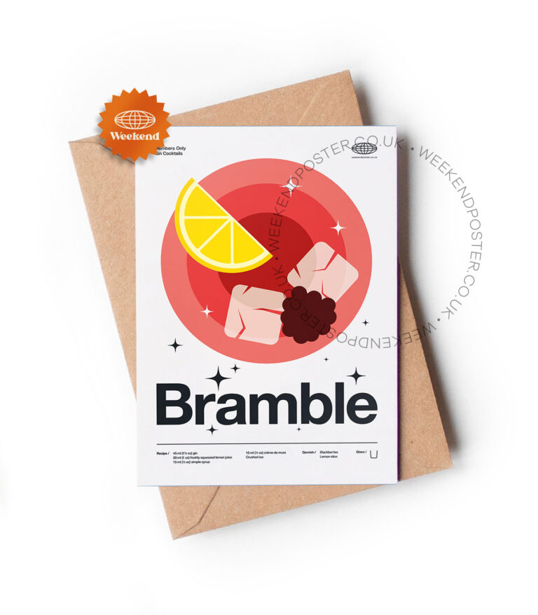 Mid-century modern Bramble Cocktail greeting card