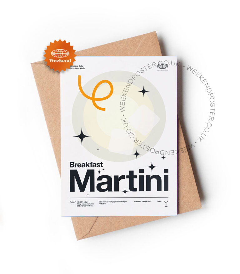 Mid-century modern Breakfast Martini Cocktail greeting card