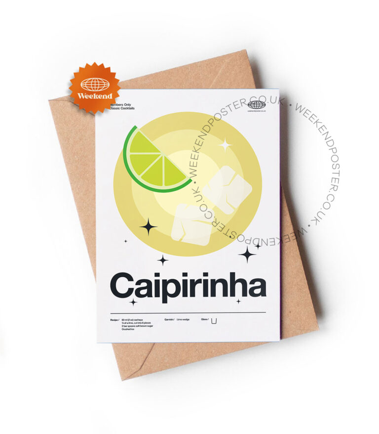 Mid-century modern Caipirinha Cocktail greeting card