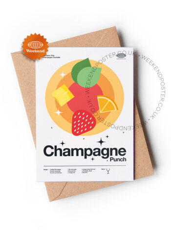 Mid-century modern Champagne Punch Cocktail greeting card