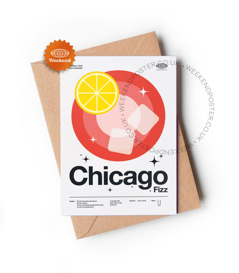 Mid-century modern Chicago Fizz Cocktail greeting card