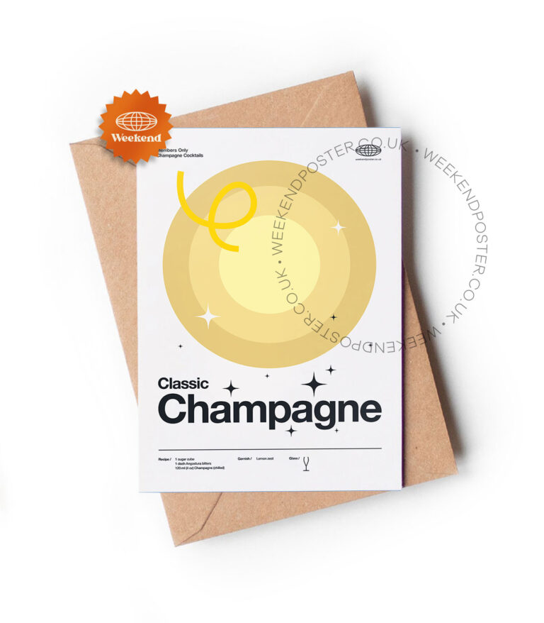 Mid-century modern Classic Champagne Cocktail greeting card