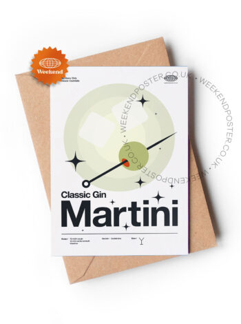 Mid-century modern Classic Gin Martini Cocktail greeting card