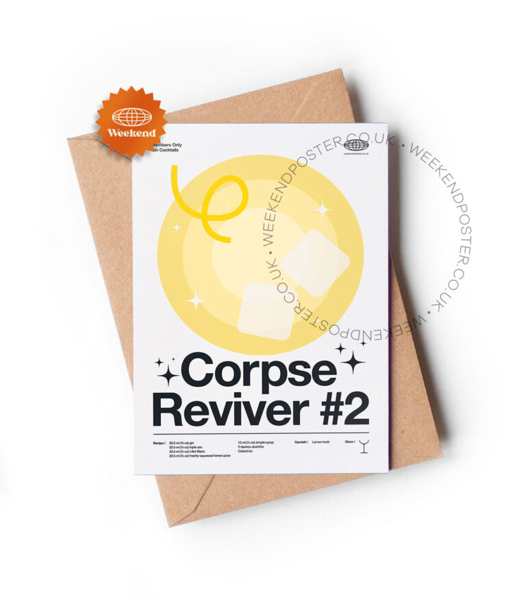 Mid-century modern Corpse Reviver #2 Cocktail greeting card