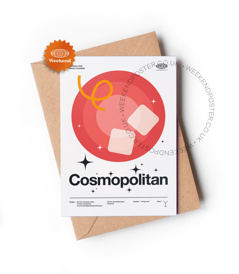 Mid-century modern Cosmopolitan Cocktail greeting card