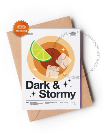 Mid-century modern Dark & Stormy Cocktail greeting card
