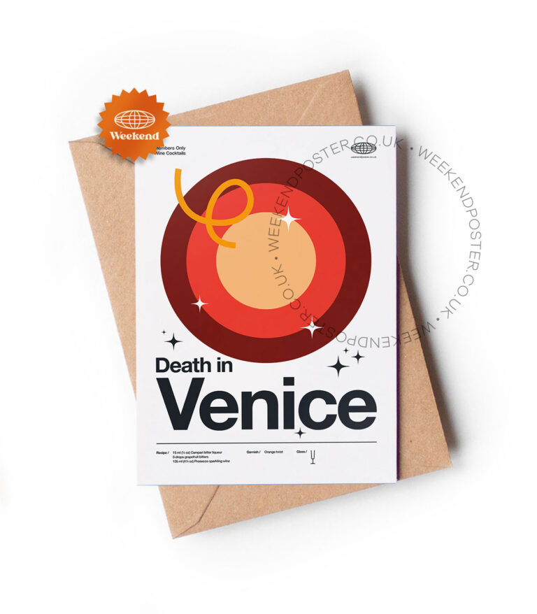 Mid-century modern Death in Venice Cocktail greeting card