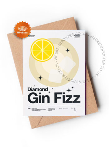 Mid-century modern Diamond Gin Fizz Cocktail greeting card