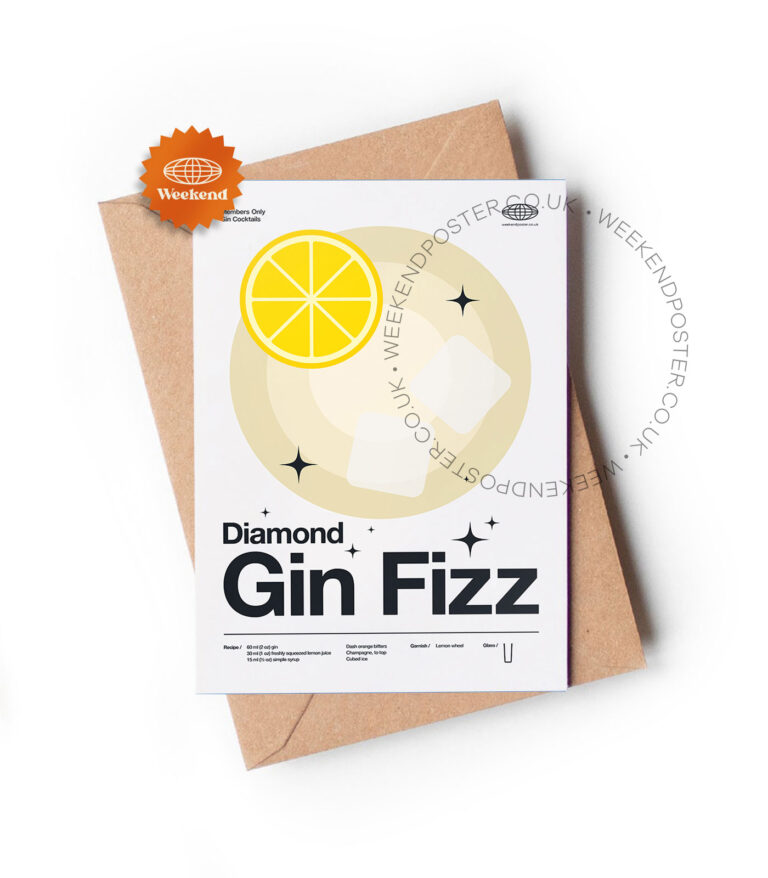 Mid-century modern Diamond Gin Fizz Cocktail greeting card