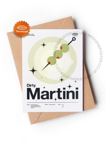 Mid-century modern Dirty Martini Cocktail greeting card