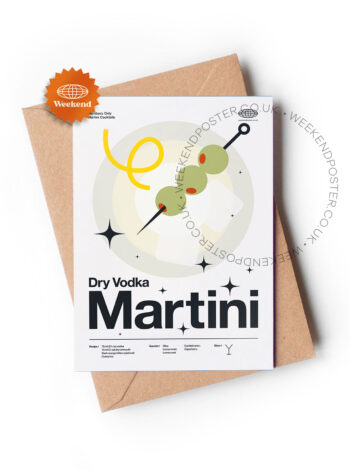 Mid-century modern Dry Vodka Martini Cocktail greeting card