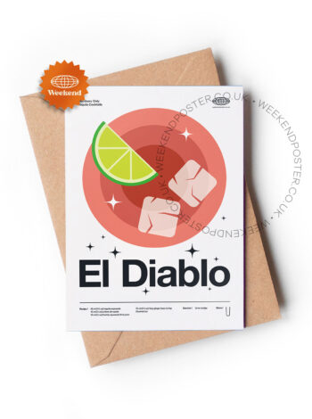 Mid-century modern El Diablo Cocktail greeting card