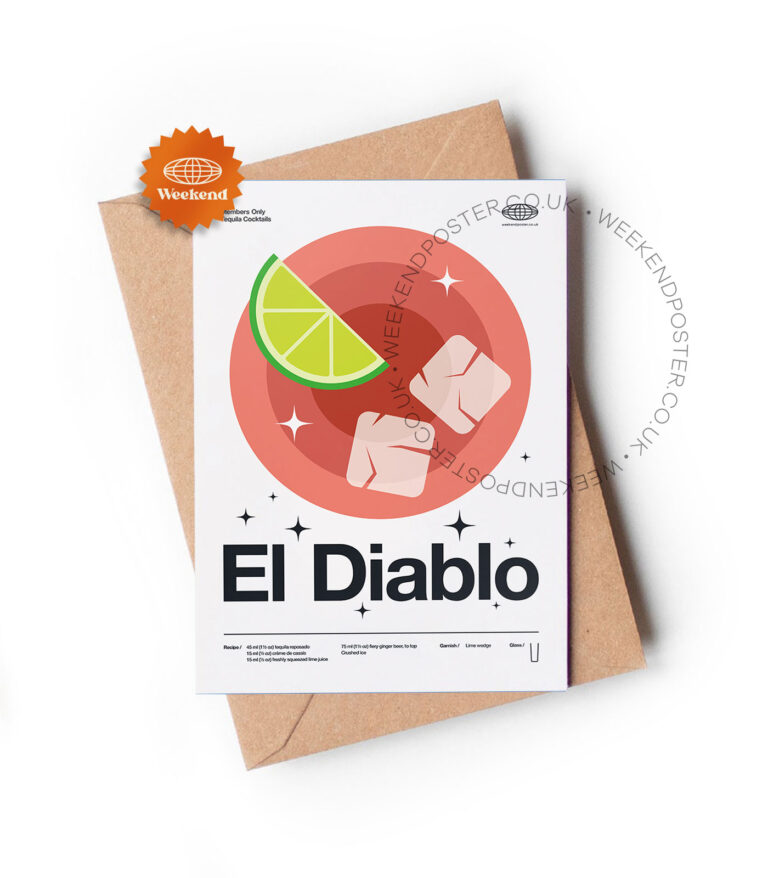 Mid-century modern El Diablo Cocktail greeting card