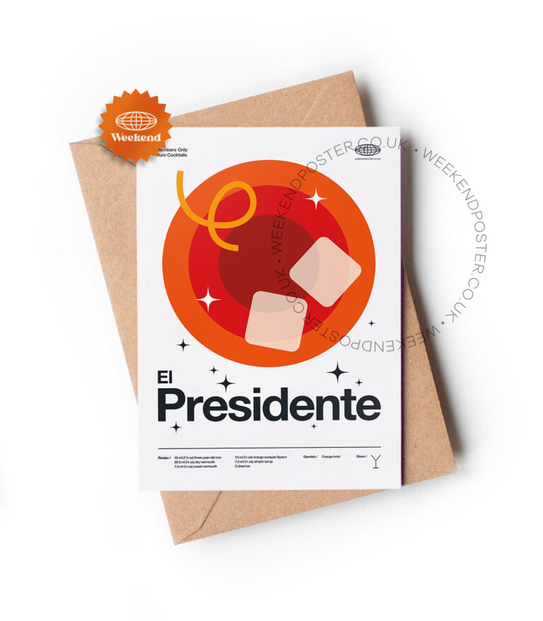Mid-century modern El Presidente Cocktail greeting card