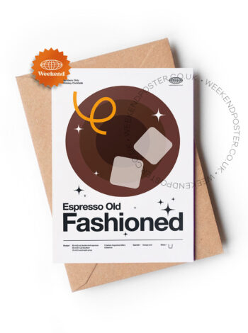 Mid-century modern Espresso Old Fashioned Cocktail greeting card