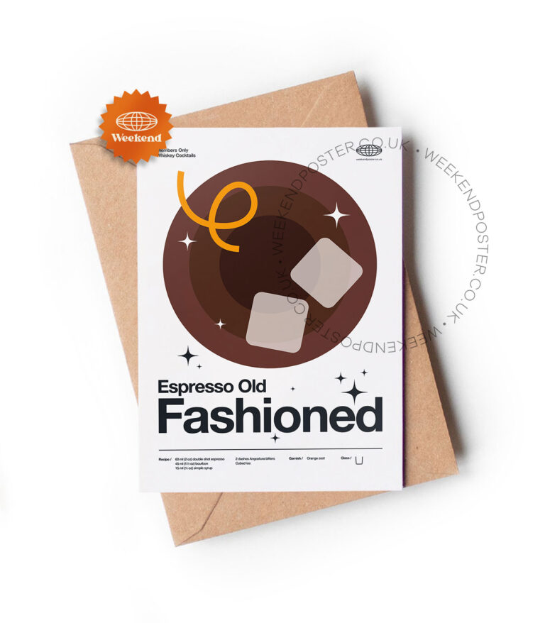 Mid-century modern Espresso Old Fashioned Cocktail greeting card
